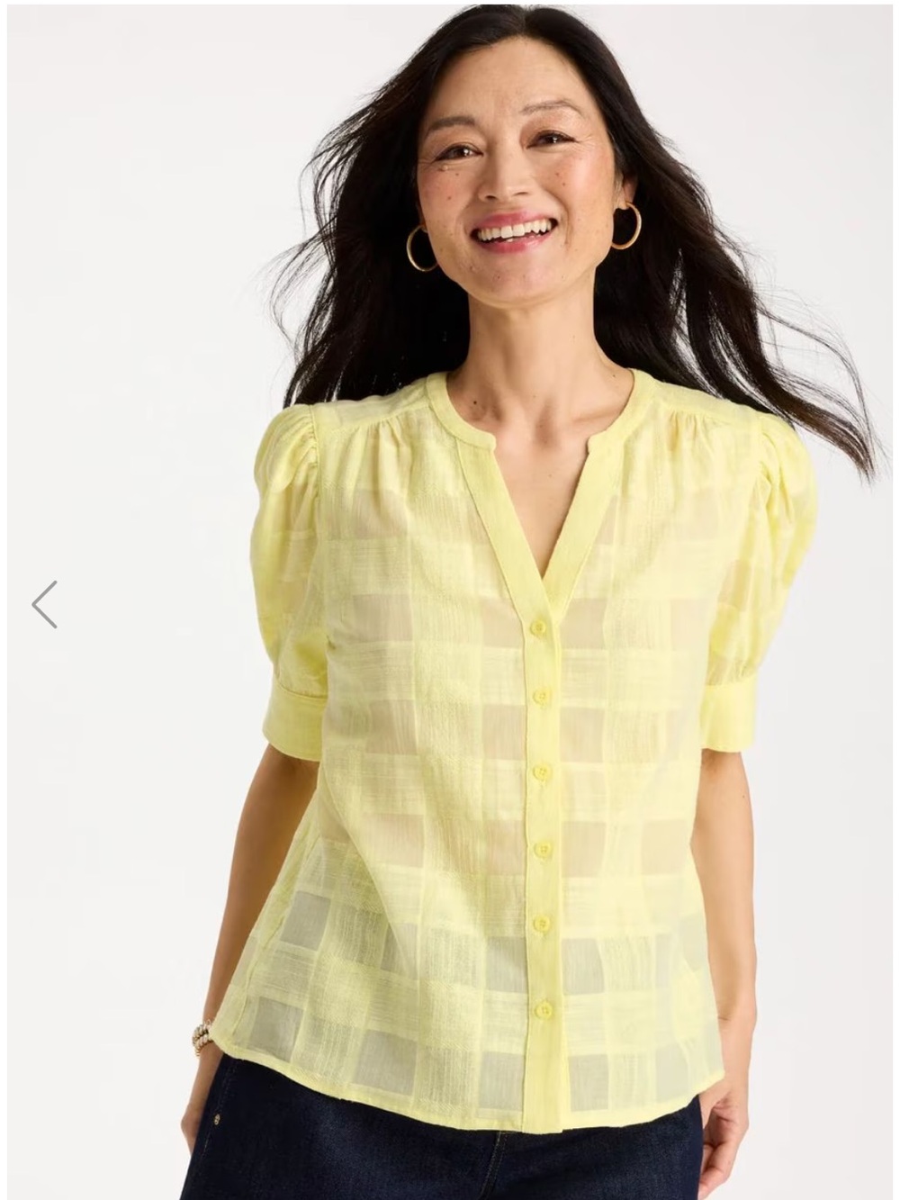 Chicos Sage Lime Woven Cotton Plaid Elbow-Sleeve V Neck Button Up Shirt 2 (12)